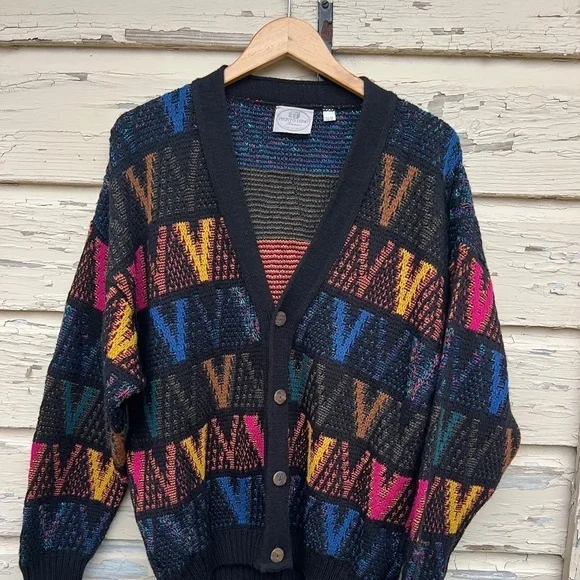 Vintage 80s Pronto Uomo 3D Made In Italy Chunky Knit Pullover Artsy Wool Sweater